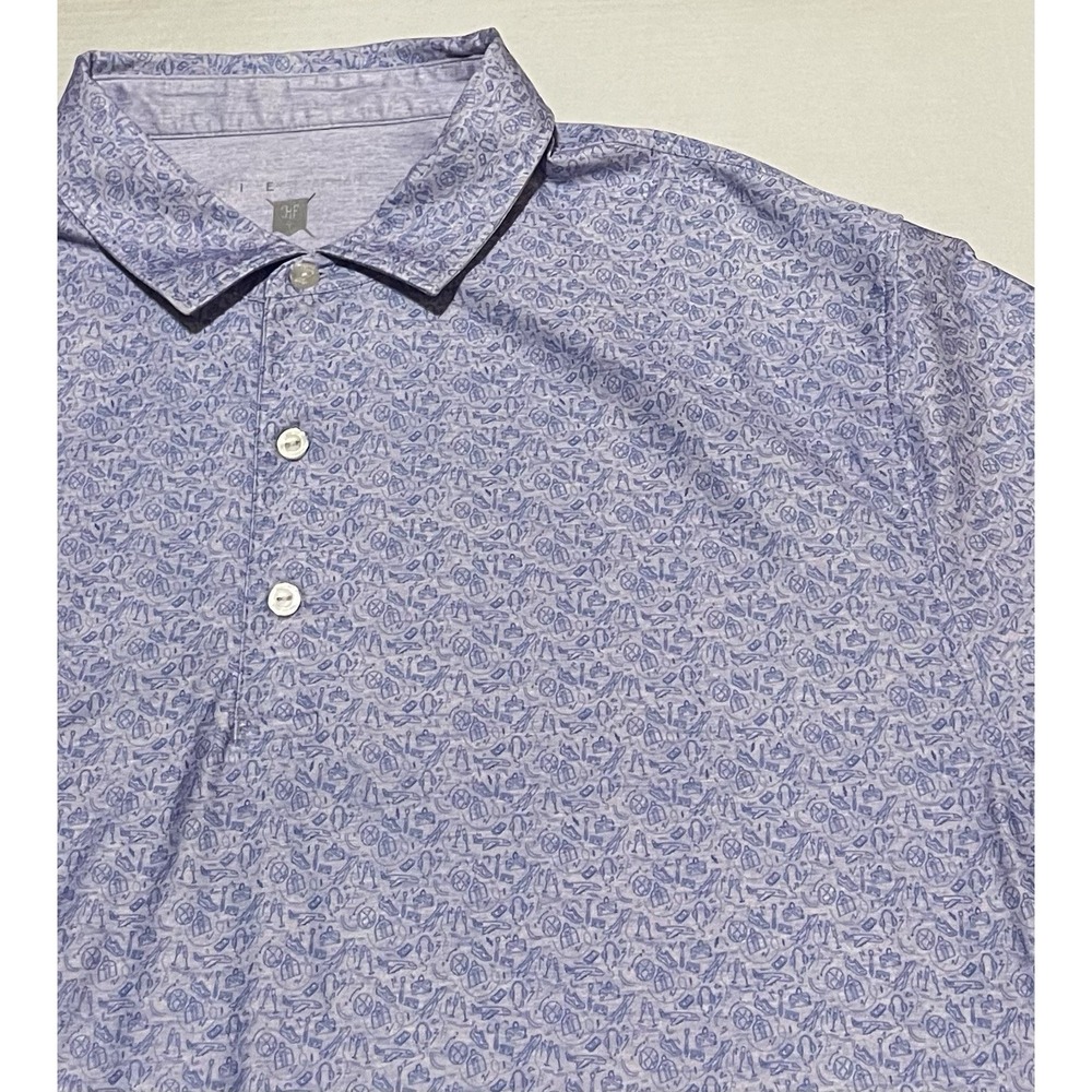Hickey Freeman Mens Large Purple‎ Paisley Print Performance Stretch Polo Golf